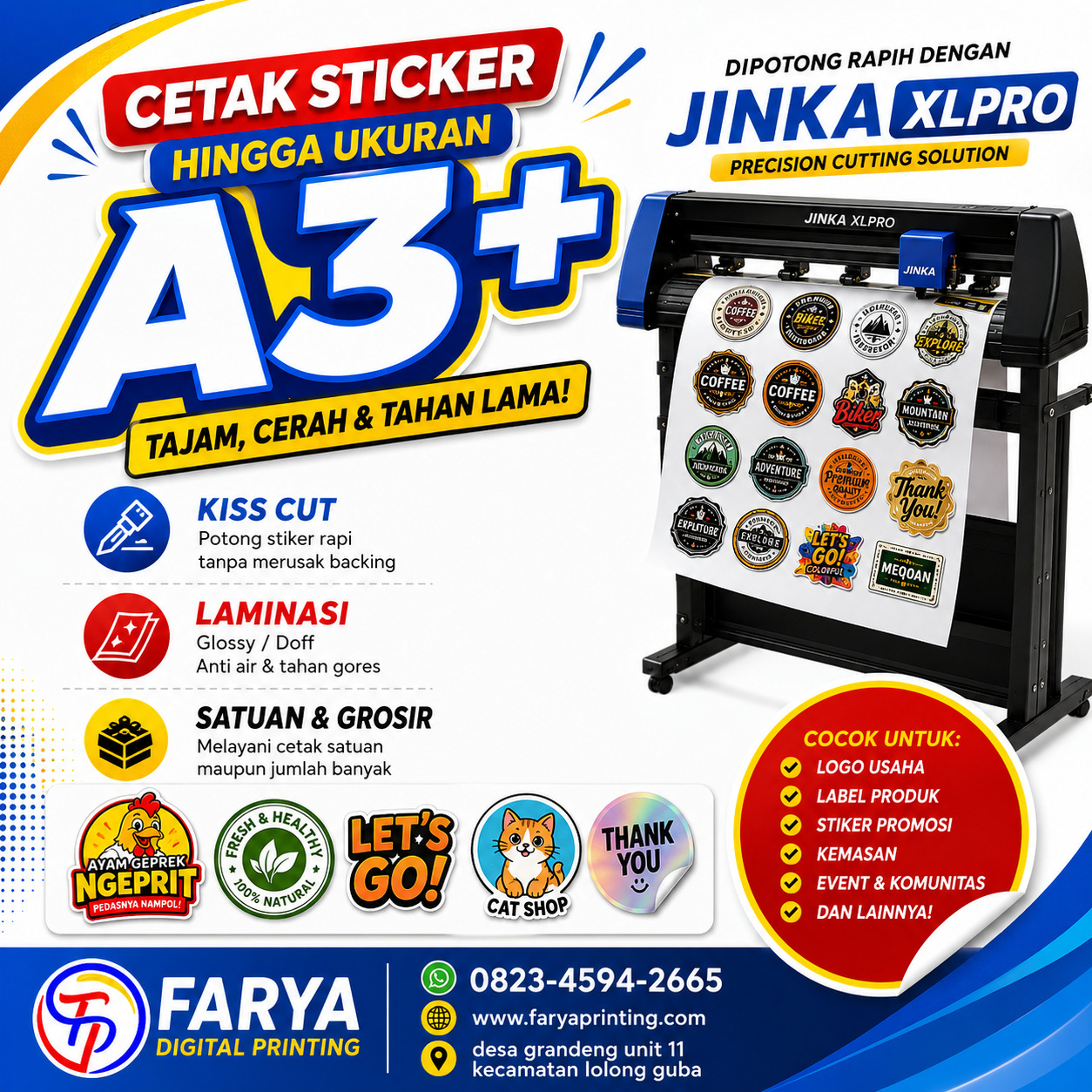 Cetak Sticker A3+, Kiss Cut