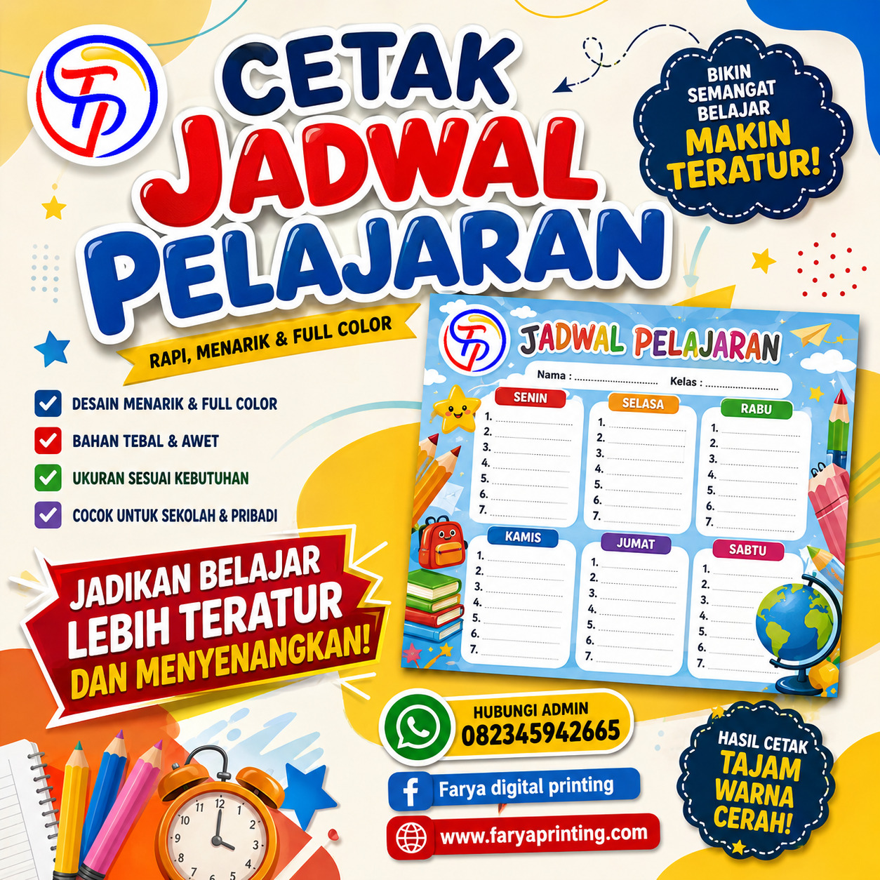 CETAK JADWAL PELAJARAN